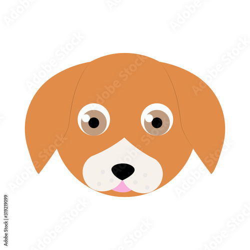 Dog sitting. Vector puppy pooch. Cute cartoon funny character. Help homeless animal concept. background Isolated.