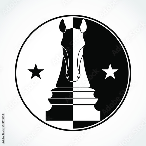horse hecc knight black white circle logo design