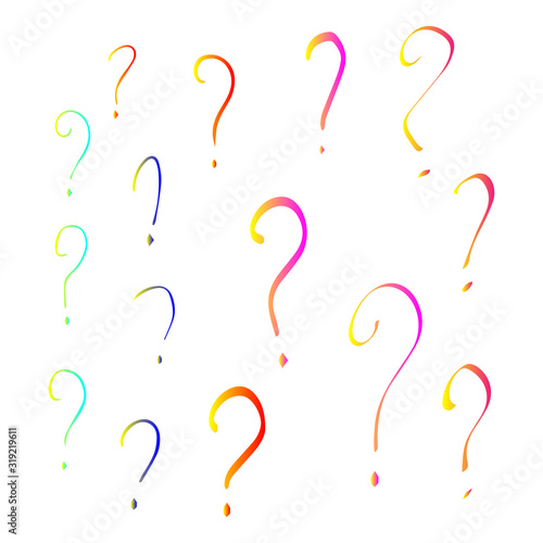 Set of hand drawn doodle question marks. Vector illustration.
