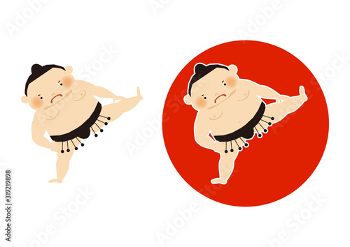 相撲。力士のクリップアート。相撲をとる力士。