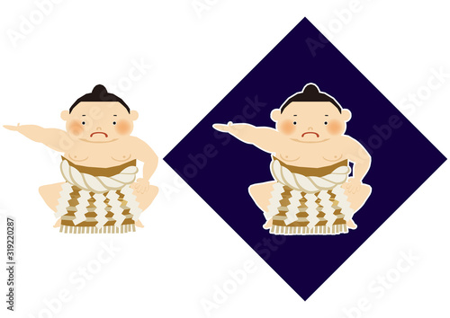 相撲。力士のクリップアート。相撲をとる力士。