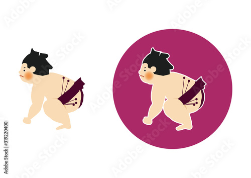 相撲。力士のクリップアート。相撲をとる力士。