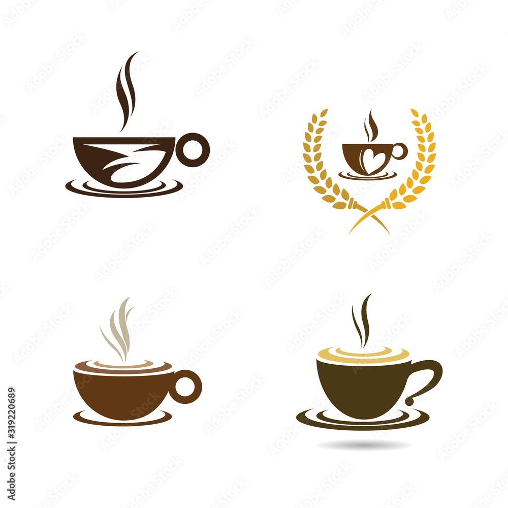 Obraz premium Coffee cup logo vector icon