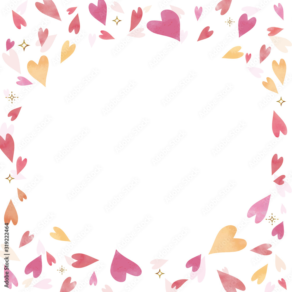 ピンクのハートの背景素材（正方形）