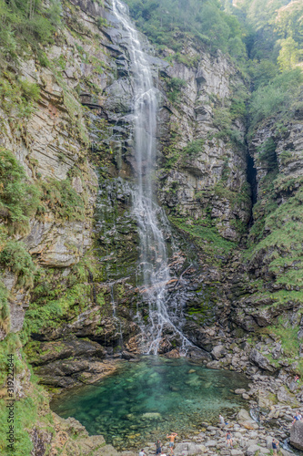 Froda waterfall in Val Verzasca with green water (switzerland) photo