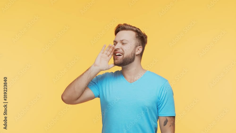 Expressive young man screaming and shouting over vibrant background. Portrait of handsome person. Expressive young man screaming and shouting over vibrant background. Portrait of handsome person.