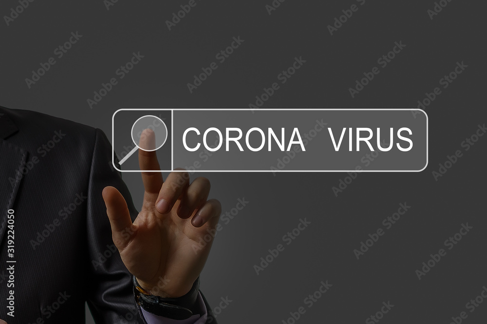 Word writing business touch corona virus - obrazy, fototapety, plakaty 