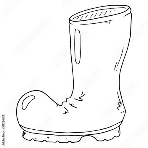 Garden rubber boots. Vector illustration of rubber boots. Spring rubber boots for gardening.