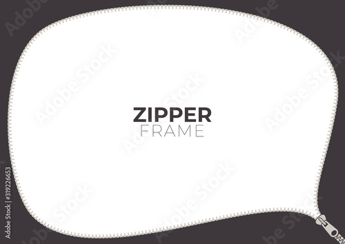 Vector black opening zipper with white base