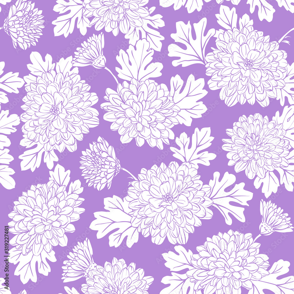 Seamless pattern with chrysanthemum