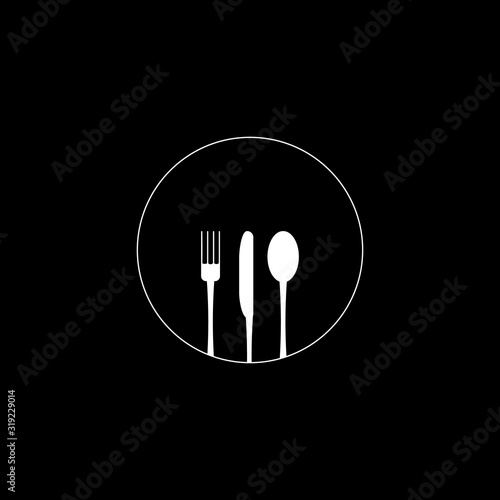 Cultery icon, knife fork spoon sign, symbol. Flat design, vector illustration.