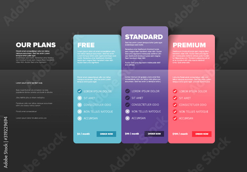 Pricing table light template