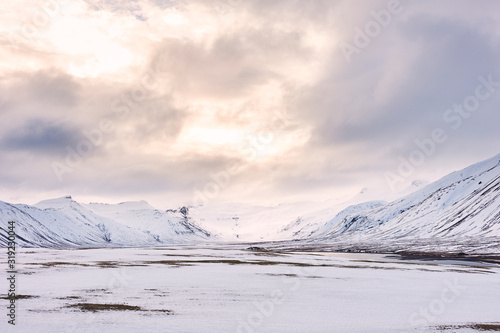 Snowy mountains in arctic landscape, Snaefellsnes peninusla, Vesturland region, Iceland.