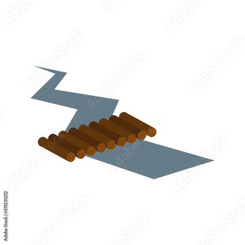 Crack in the ground. Ground fracture after seismic activity.Vector illustration.