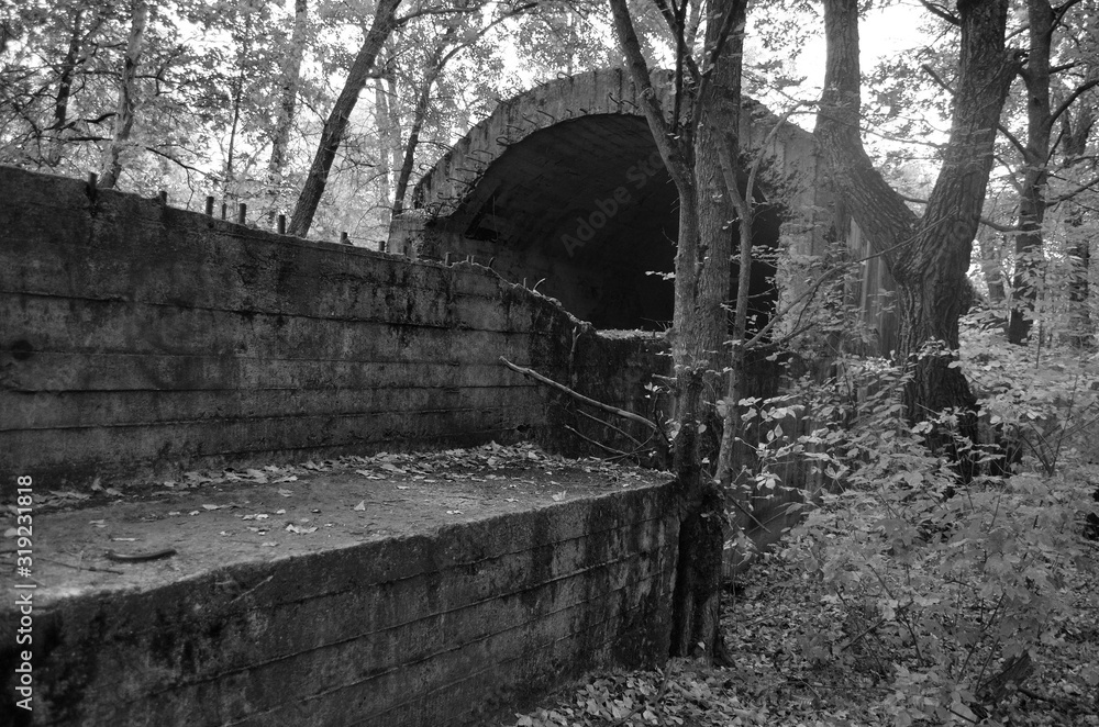 Fototapeta premium Old tunnel of Stalin. Part of Kiev defense line in WW2 time