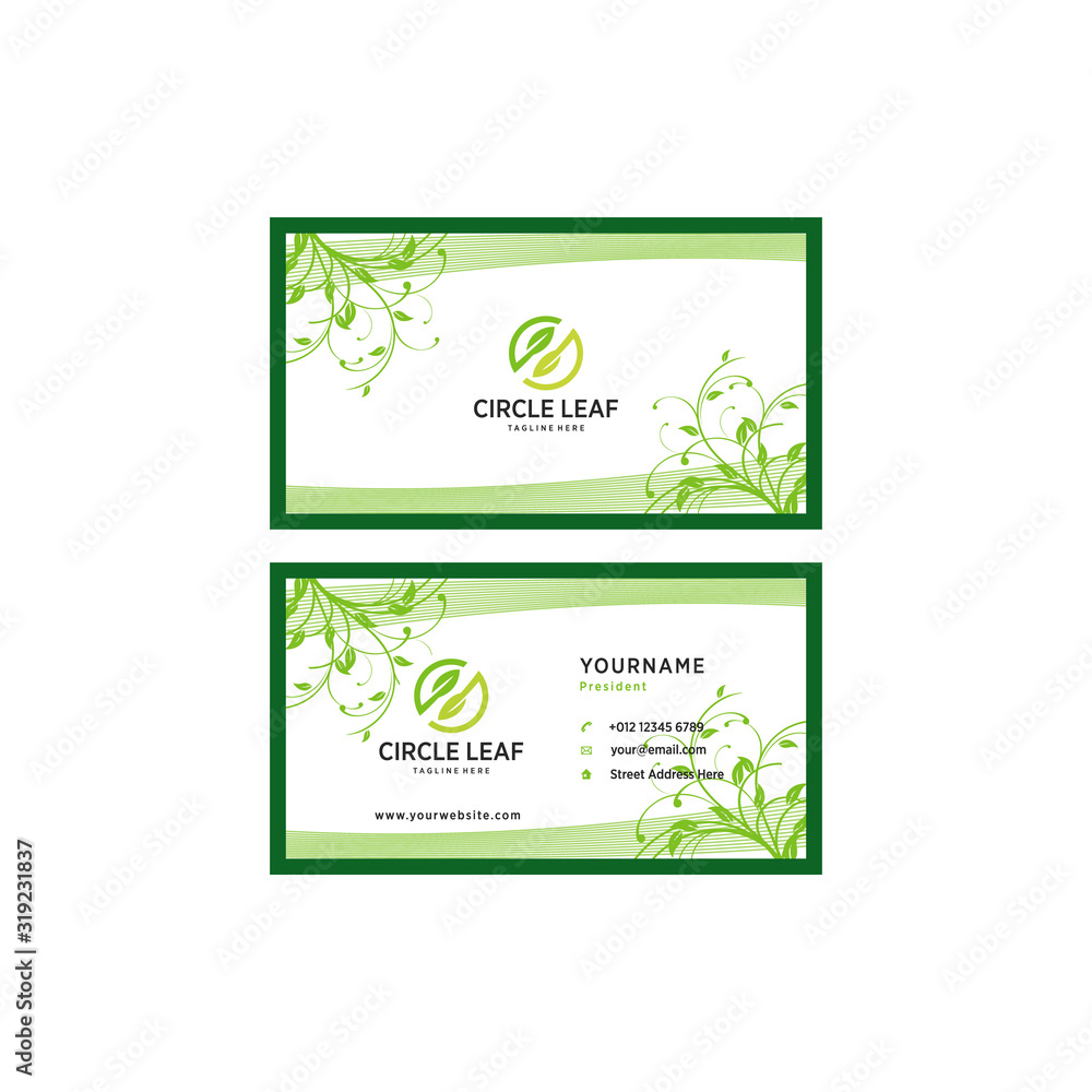 Creative modern simple elegant business card with leaf design  Vector abstract template  