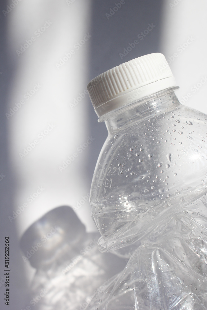 Empty crumpled plastic bottle ,colse up