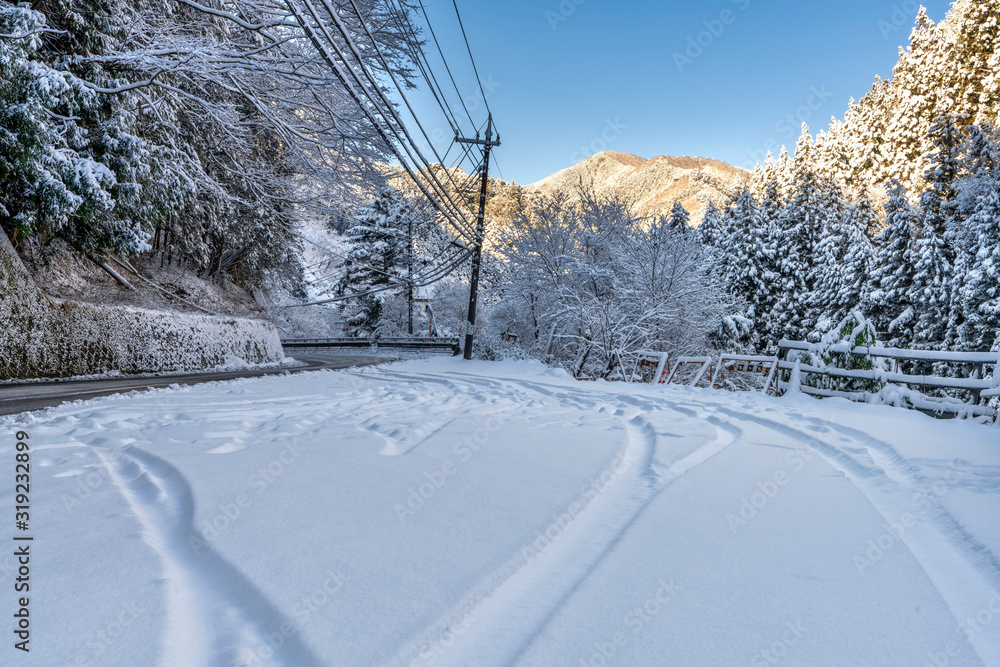 Obraz premium 檜原村の雪景色