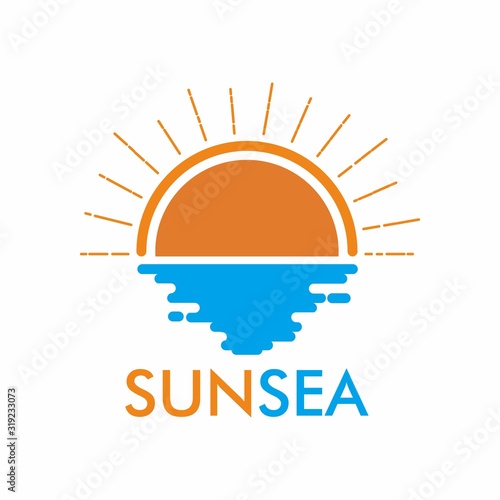 Sun And Sea logo design template photo