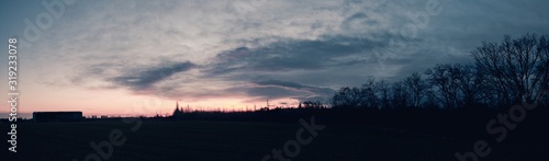 Frosty sunrise with colorful sky