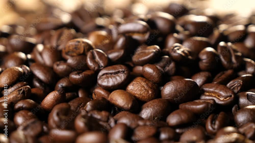 Panorama from right to left. Coffee on a wooden board. Coffee beans. Coffee. Drink. Close-up. Panorama from right to left. Coffee on a wooden board. Coffee beans. Coffee. Drink. Close-up.