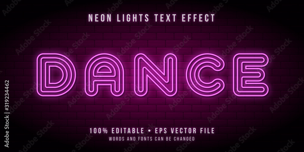 Editable neon lights text effect Editable neon lights text effect