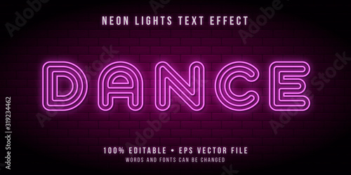 Editable neon lights text effect