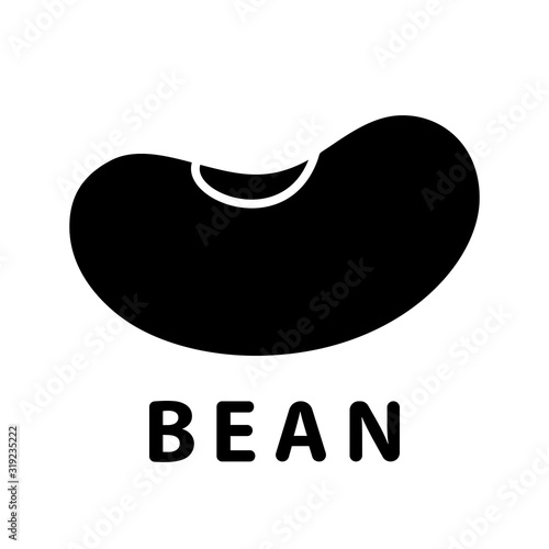 Cutout silhouette bean icon. Outline logo of bean and soy products. Black simple illustration. Flat isolated vector image on white background. Symbol for jelly sweets