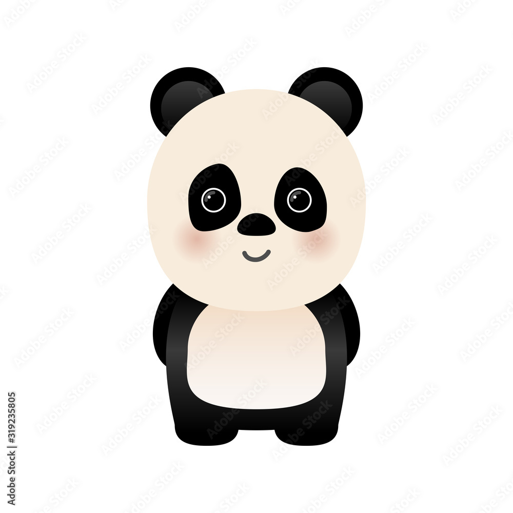 Cartoon funny cute giant panda isolated on white background Cartoon funny cute giant panda isolated on white background
