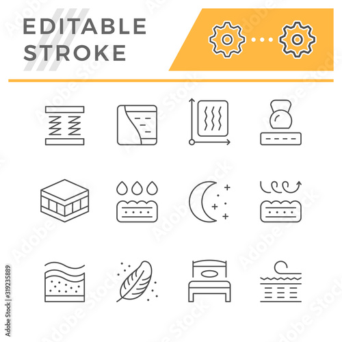 Set line icons of orthopedic mattress