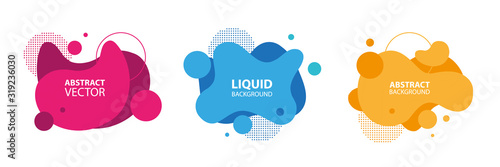 Set of abstract modern liquid forms and shapes with circles and dotted patterns. Fluid flat color design elements collection. Vector illustration. photo