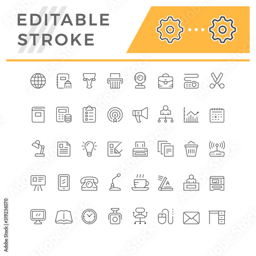 Set line icons of office