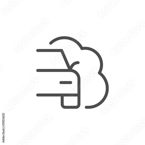 Car exhaust emission line icon