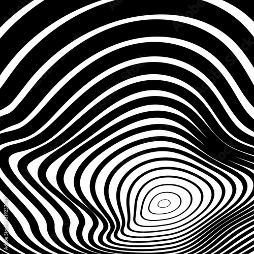 Black and white background. Optical illusion. Abstract geometric vector illustration for your design