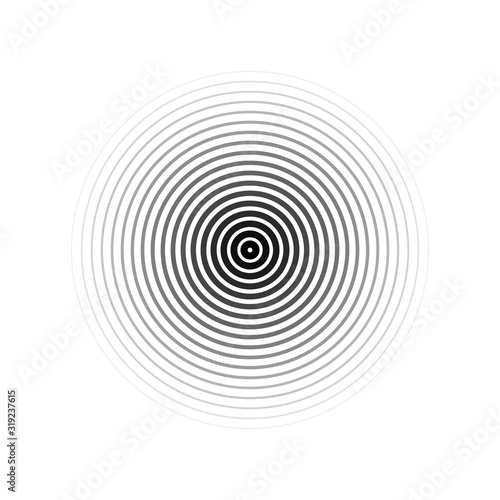 Concentric circle element. Black and white color ring. Abstract vector illustration for sound wave, Monochrome graphic. Concentric Circle Elements. Background. Abstract circle pattern. Black and white