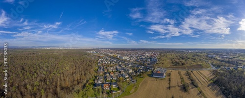 Aerial view on the German village of Moerfelden-Walldorf close to Frankfurt during daytime photo