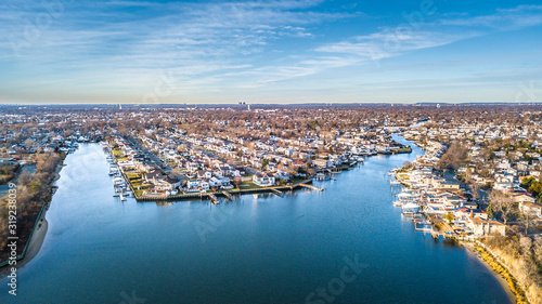 Aerial South Shore Long Island During Sunset photo