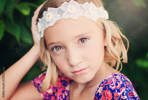 portrait of young girl outside