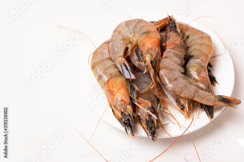 shrimp on white background © ytochka89