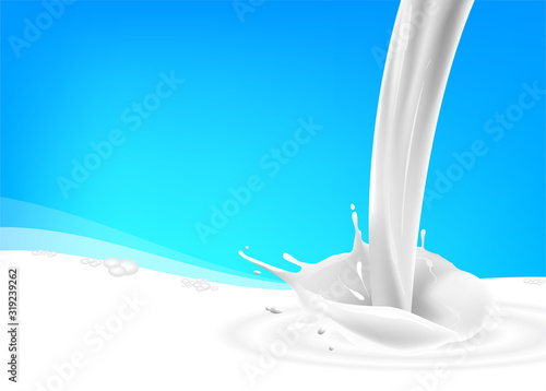 Milk shake splash on blue background food