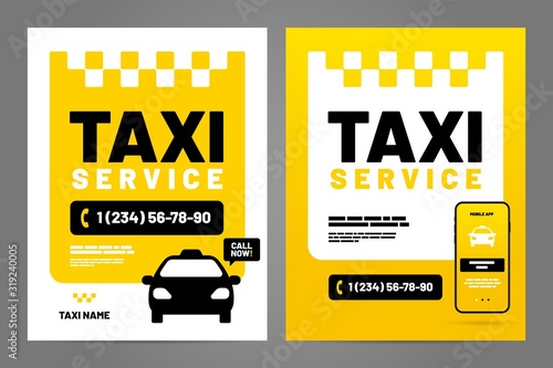 Vector layout design template for taxi service.