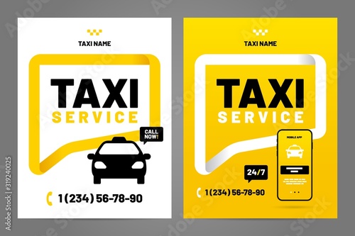Vector layout design template for taxi service. photo