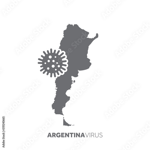 Argentina map with a virus microbe. Illness and disease outbreak