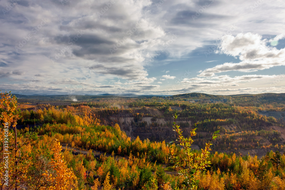 View of the Great Dolomitic Quarry on sunny autumn day, Nizhny Tagil, Russia