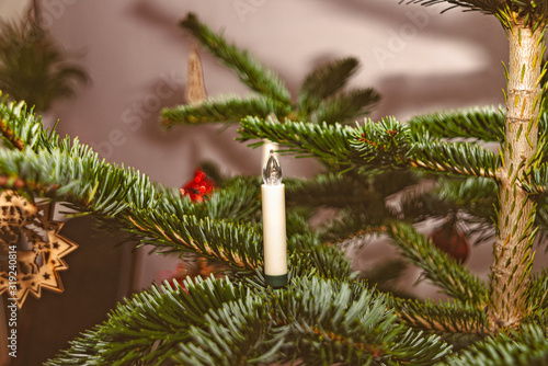 Details of a decorated Christmas tree