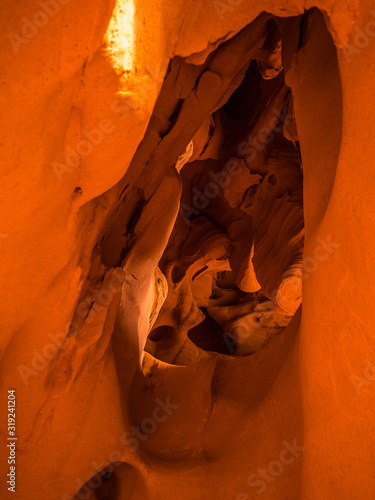 General view of the reddish caves of Can Riera very similar to the Antelope canyon.