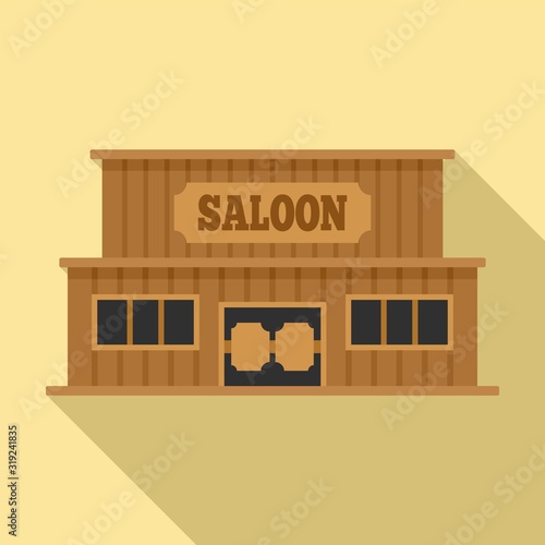 Western saloon icon. Flat illustration of western saloon vector icon for web design