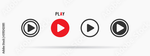 Arrow media play icon, web symbol, vector illustration