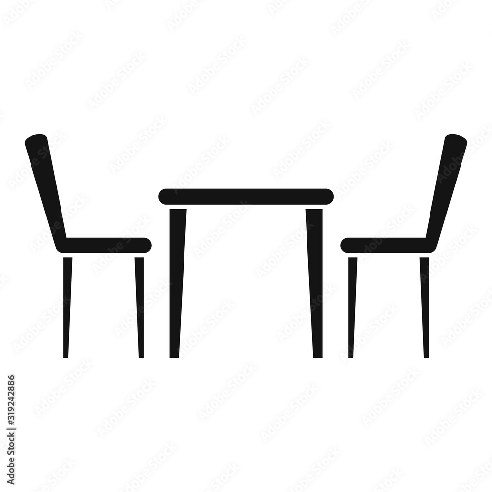 Cafe table chair icon. Simple illustration of cafe table chair vector icon for web design isolated on white background Cafe table chair icon. Simple illustration of cafe table chair vector icon for web design isolated on white background