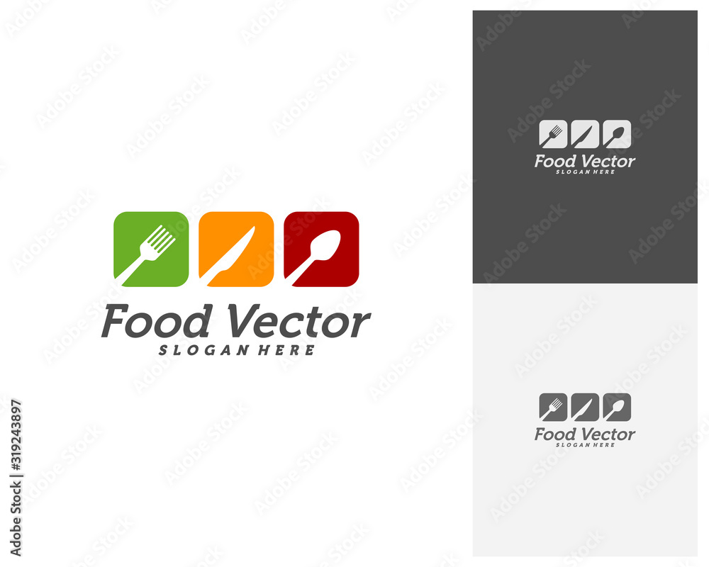 Creative Food logo design vector. Restaurant, food court, cafe logo template. Icon symbol. Illustration Creative Food logo design vector. Restaurant, food court, cafe logo template. Icon symbol. Illustration